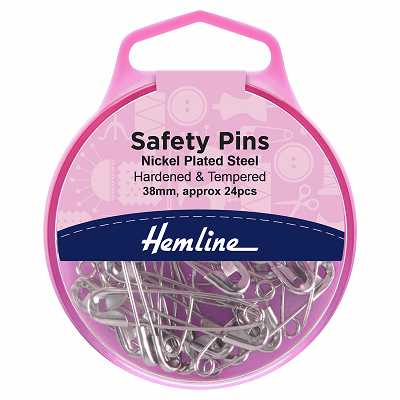 H410.2 Safety Pins: 38mm: Nickel: 24 Pieces.. 